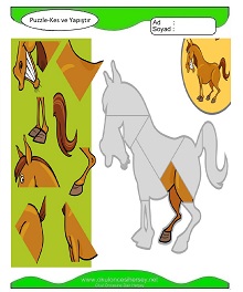 Puzzle Kes Yapıştır Çalışma Sayfaları
